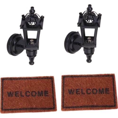 1:12 Dollhouse Miniature LED Wall Lamp with Mini Living Room Rug Cover