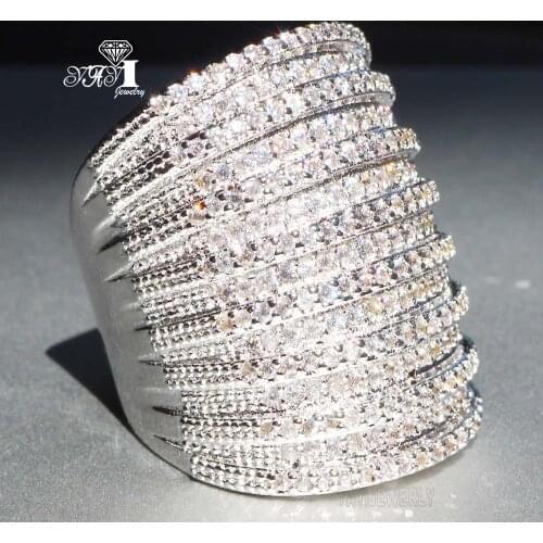 New YaYI Fine Jewelry Top Quality Princess Cut 300pcs+ Gemstone Moissanite Zirconia Silver Color Wedding Couples Copper Rings