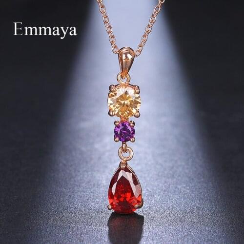 Emmaya New Arrival Geometry Shape Necklace Three Color Decoration With Cubic Zircon For Women&Girls In Fashion Statement Party