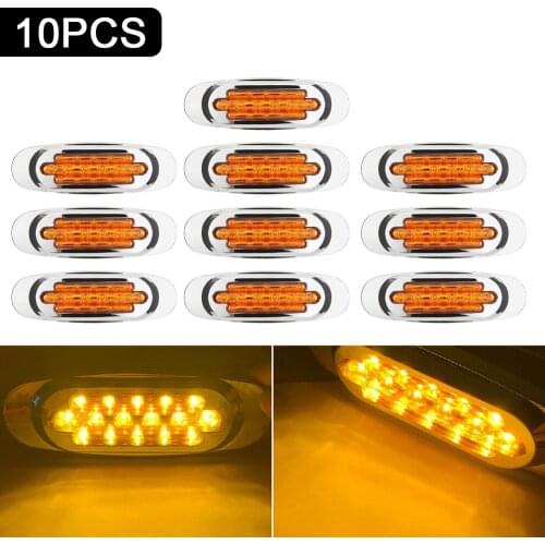 Orange Red Side Marker Lights 16LED Diode Side Taillights Electroplated 12V/24V Car External Lamp for Car Truck Trailer Truck