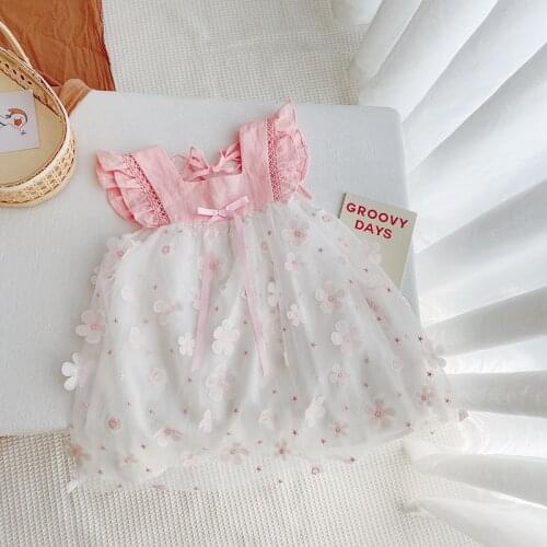 Girls princess dress baby 2021 summer new cute flower fairy sleeveless dresses Korean style childrens toddler clothing