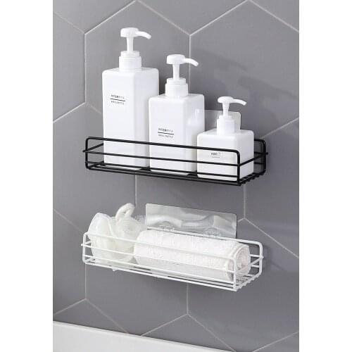 Wrought Iron Bathroom Shelf Bathroom Toilet Drain Storage Rack Household Kitchen Wall Hanging Wall-free Punching