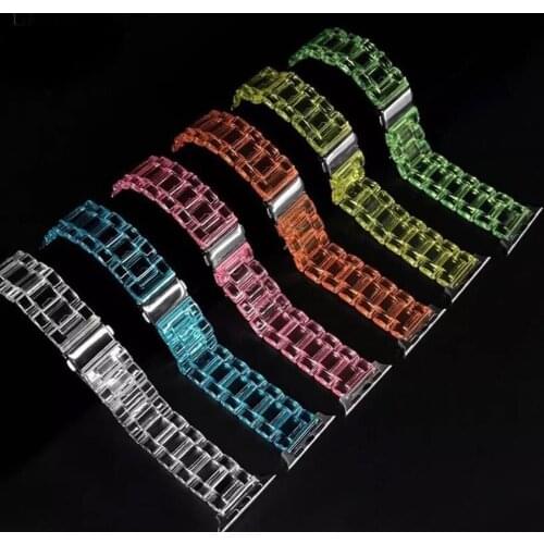 2020 Transparent Strap for iwatch 5 4 40mm 44mm Resin Sport band For Apple Watch 38mm 40mm seires 3 2 1 Wrist band
