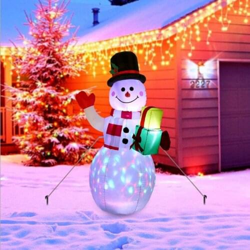 Christmas Lighted Inflatable Snowman LED Light Toy Christmas Decoration Dolls LED Yard Prop for Household Parties Ornaments 1.5M
