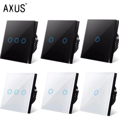 AXUS AC110-220V Touch Switch EU Standard White Crystal Glass Panel Light sensory Switch wall lamp touch Switches LED backlight