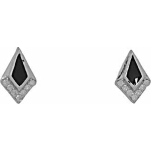 Earrings Silver 925 White zircon with black enamel rhodium plated brand OSNOR or sea