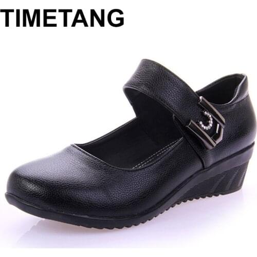 TIMETANGSpring Autumn Women Pumps Ladies Leather Platforms Fashion Sexy High Heel Shoes Women Party Wedding Shoes Free Shipping