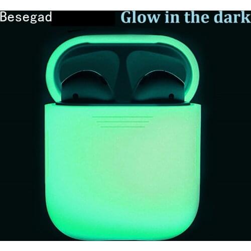 Vococal for Apple Airpods Air Pods 1 2 Earphone Silicone Carrying Case Glow in the Dark Cover Skin Sleeve Pouch Box Shell
