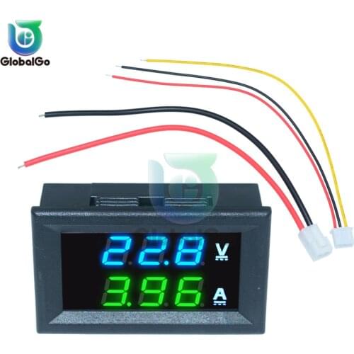 3pcs DC 100V 10A Voltmeter Ammeter Blue + Green LED Amp Dual Digital Volt Meter Gauge DC 4-30V Smart Home Measuring Instrument