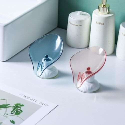 Leaf Shape Rotating Sucker Soap Holder Quick Drain Soap Dish For Kitchen Bathroom Storage Rack Firmly Soap Container