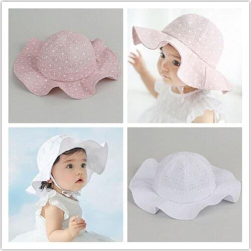 Wallarenear New Fashion Kids Hat baby Girl Solid White Pink Cap Summer Outdoor Baby Hat Sun Hat Beach