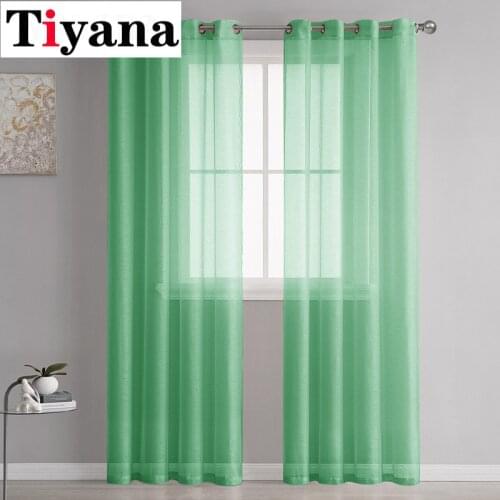 Denim Blue/Green/Purple Solid Faux Linen Tulle Curtains for Living Room Wedding Party Background Decor Window Drape 276Z
