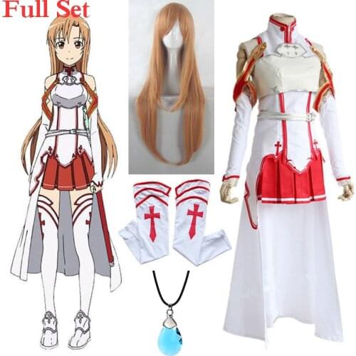 Anime Sword Art Online Cosplay Costumes Yuuki Asuna Uniform Women Dress SAO Battle Suit Outfits Full Set Halloween Costumes