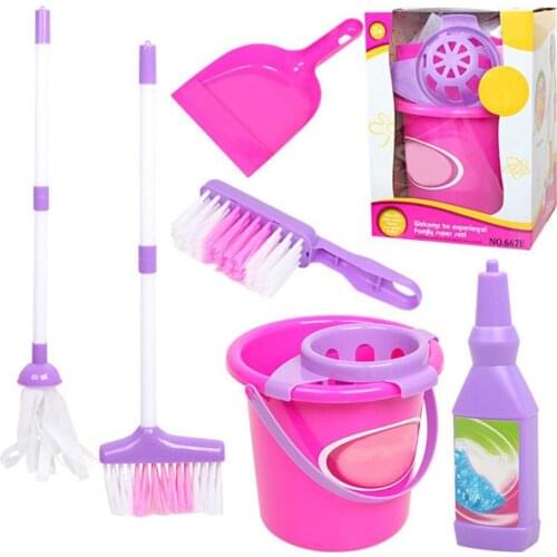 1 Set Mini Child Cleaning Sweeping Play Set Broom Dustpan Mop Toy Kit Funny Kids Toys Meaningful Educational Toys
