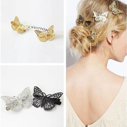 1Pc Hollow Butterfly Hair Clip Retro Wedding Bride Barette Hair Clips For Girls Headdress Hairpins Hair Accessories Hair Styling