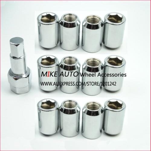 12Nuts+1Key M12X1.25 Open End Carbon Steel Racing Wheel Tuner Lug Nut Security Lock For Car Wheel