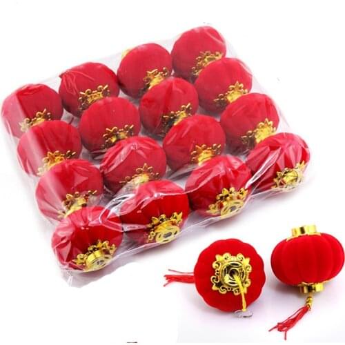 16pcs/lot Round Flannelette Lantern Birthday Wedding Party Decor Gift Craft DIY Lampion Red Plastlic Hanging Lantern