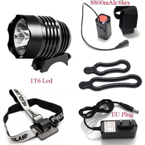 Single Head Led Bicycle Lighting White Light Spotlight T6 Bike Headlight Front MTB Lamps 8800mAh For Cycle Riding Accessories
