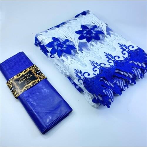 2.5 y lace Embroidery + 2.5 y Perfume Bazin Brode riche High Quality African fabrics Tulle cord Lace popular Dubai style 9L1