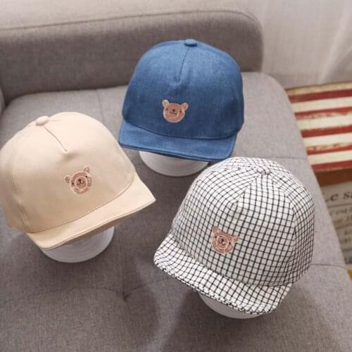 2021 New Summer Newborn Baby Girl Boy Sun Hat Cotton Beret Hat Cartoon Striped Bear Snapback Baseball Cap Baby Hats Bucket Caps