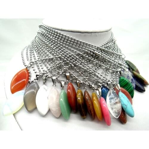 34*16mm Natural Stone Horse eye Quartz crystal aventurine Turquoises Opal Pendant for diy Jewelry making necklace Accessories