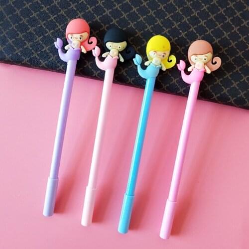 4pcs Creative Cute Mermaid Series Gel Pen 0.5mm Black Ballpoint Ink Pens Writing Stationery Office School Student Supplies H6898