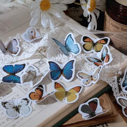 46 pcs/box Butterfly Specimen Collection Decorative Stationery mini Stickers set Scrapbooking DIY Diary Album Stick Lable