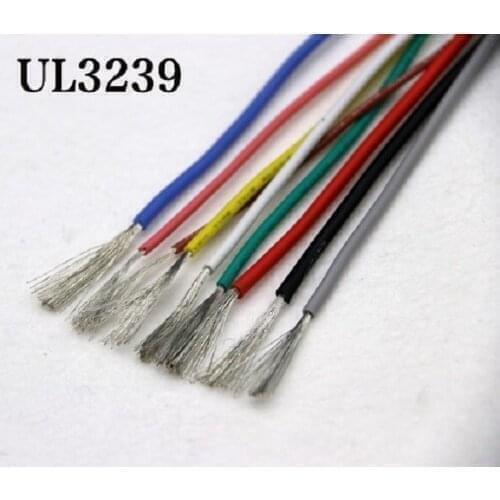 5M UL3239 Silicone Rubber Wire 30AWG Flexible Insulated Soft Electron Lamp Cable Tinned Copper High Temperature Color 3KV