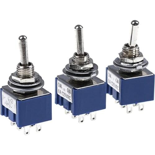 6 Pins 2 Positions 5Pcs Toggle Switch 6A 125VAC 6 Pin DPDT ON-ON Mini Toggle Switch For Switching Lamp Light ON-ON Switch