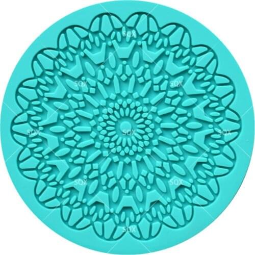 7CM Fflower Pattern Cake Mold Silicone Hollow Flower Fondant Mold Cake Decorating Molds Silicone Round Hollow Lace Mold LS10