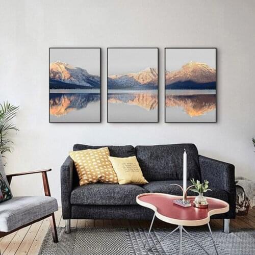 Abstract Landscape Home Decor Nordic Canvas Painting Mountain Lake Scenery Pictures Living Room Wall Art Posters and Prints