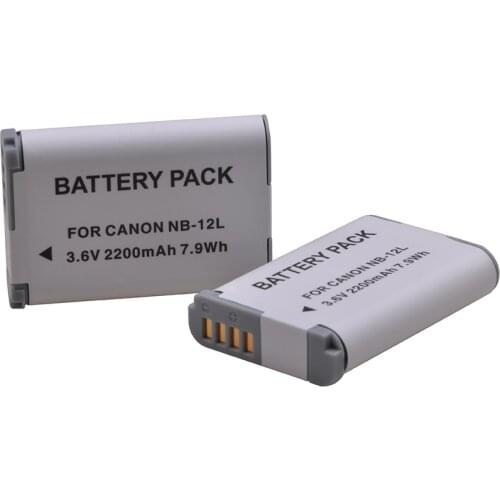 2pcs 2200mAh NB-12L NB12L NB 12L Li-ion Battery for Canon Legria Mini X, PowerShot N100,PowerShot G1 X Mark II Digital Camera
