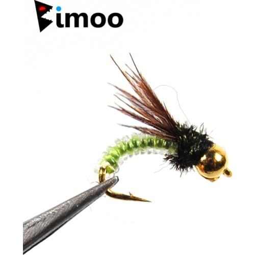 Bimoo 10pcs/pack Beadhead PM Caddis #14 Nymphs Dry Fly Fishing Trout Fishing Flies