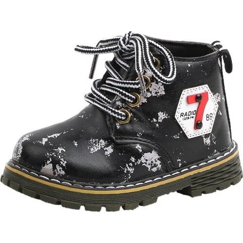 Kids baby boys boots autumn/spring shoes children girls casual sneakers fashion waterproof boots lace-up ankle shoes