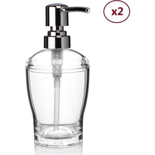 2X ABS Soap Lotion Liquid Dispenser Pump Bottle Transparent/Chrome Kitchen Dishwashing Bathroom Countertops 10 OZ