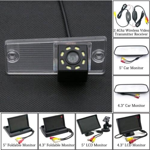 For Kia Cerato 2009 2010 2012 2013 RIO Sephia 8LED Car Parking Rear View Camera 5" Backup Monitor Power Filters 2.4GHZ Wireless