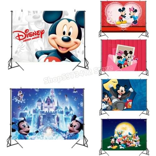 Disney Mickey Minnie Photo Backdrop Back Drops Photography Baby Winnie The Pooh Props Wedding Backdrop Newborn Christmas Simba