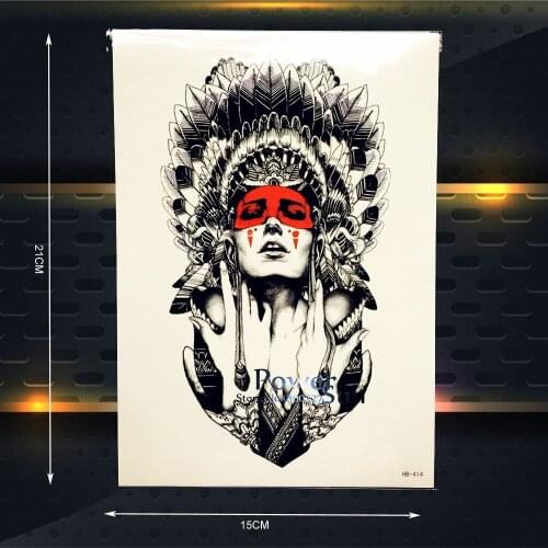 Indian Warrior Designs Waterproof Temporary Tattoo Women Body Art Arm Tattoo Sleeve 21x15CM Knight Samurai Fake Flash Tatoo Men