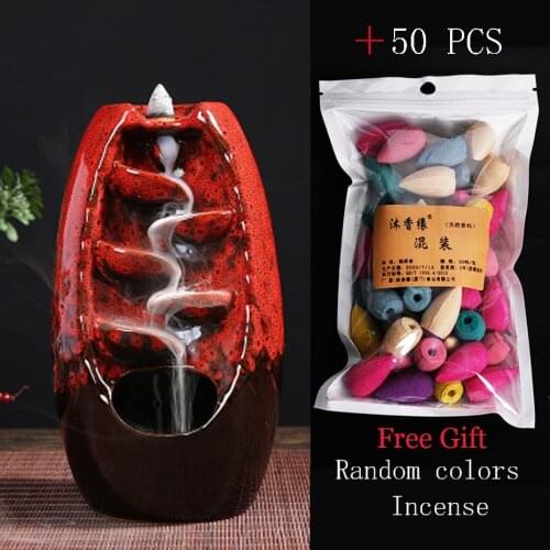 Incense Burner Ceramic Backflow Incense Burner Creative Home Decor Dragon Incense Holder Censer With Crystal Ball + 50pcs Incens