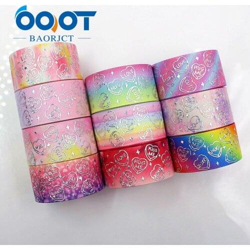 184073,1'' 25MM 10yards Love Laser Silver Printed grosgrain ribbon,DIY handmadeHair accessories Material wedding gift wrap