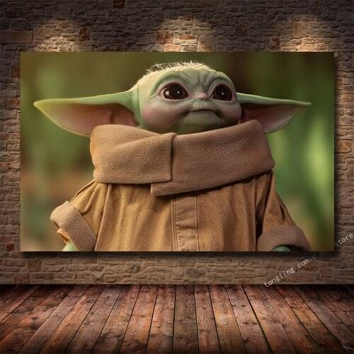The Mandalorian Star Wars Yoda Canvas Painting Wall Art Poster Hand Painted Prints On Canvas For Living Room Home Decoration
