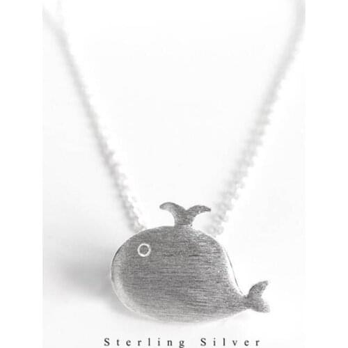 Fashion Trendy Whale Animal Pendant Necklaces For Women Statement Real 925 Sterling Silver Long Chain Necklace Fashion Jewelry