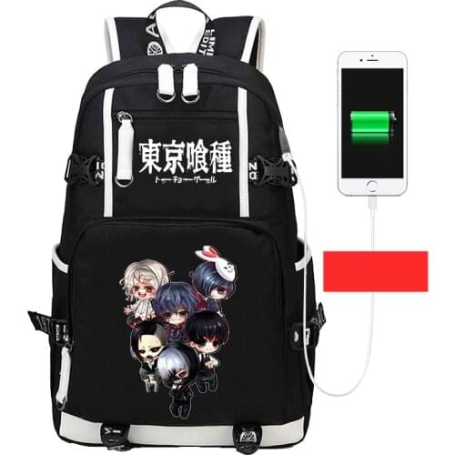 Anime Tokyo Ghoul Backpack Kids School Bag Laptop Bag Women Men Waterproof Multifunction USB Charging Travel Backpack Mochila