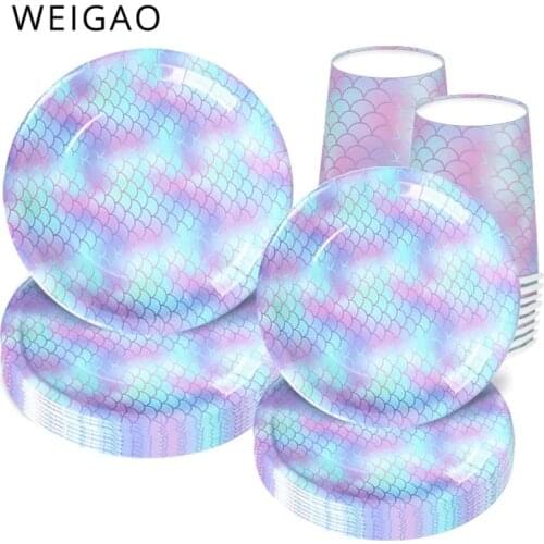 Little Mermaid Party Disposable Tableware Set Girl Kids Birthday Party Favors Decorations Mermaid Balloons Baby Shower Supplies