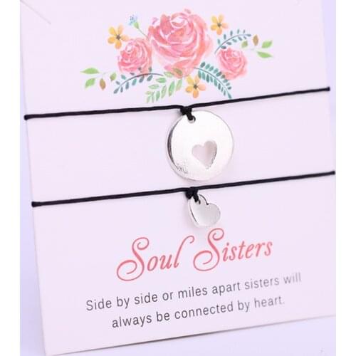 A SET) Heart Soul Sisters Adjustable Bracelets Mother Daughter Bracelet Best Friends Lover Women Girl Couple Fashion Jewelry