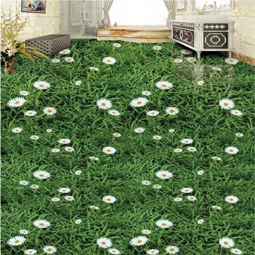 Beibehang mural Custom Photo Floor Painting 3D Sticky Waterproof PVC Plant Flower Green Grass Grass Floor Painting wallpaper