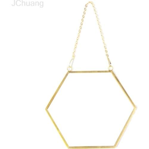 Nordic Minimalist Home Decoration Geometric Shape Gold Brass Hexagonal Mirror Bathroom Mirror Entrance Mirror Makeup Mirror