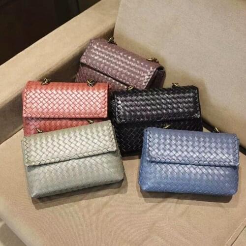 2021 New Ladies Leather Chain Shoulder Bag High Quality Sheepskin Hand-woven Fashion FemaleMessenger Crossbody Bags For Women