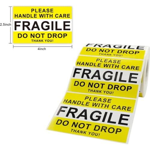 New 2.5x4 Inch/500pcs "Handle With Care Fragile DO NOT DROP Thank You" Warning Sticker Fragiles Caution Packaging Transportation