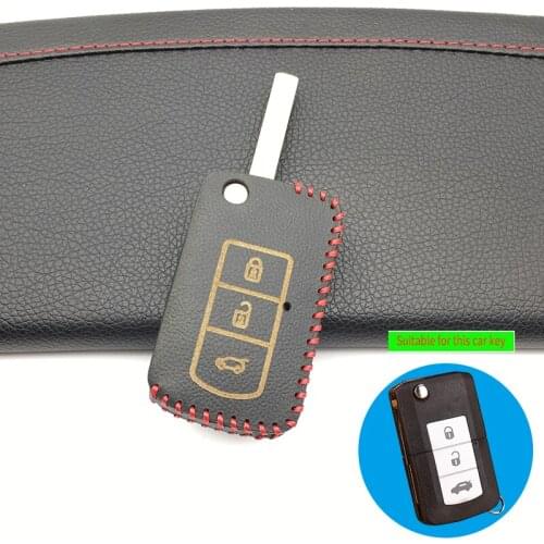 New Styles Leather Car Key Cover Case Car Holder Case For Mitsubishi Galant 3 Buttons Folding Car Key Protective Shell